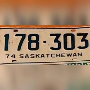 1974 license plate Saskatchewan great collectors item for the man cave worth $55